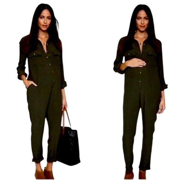 Hatch Maternity The Union Jumpsuit Button Front Black Size S Retail $278 - Picture 1 of 12